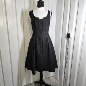 White House Black Market Black Lace Cocktail Dress Size 8 Open Overskirt Tulle